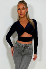 long sleeve cut out crop top festival outfit