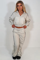 womens joggers and crop hoodie tracksuit set two piece 