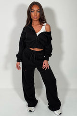 crop hoodie and joggers tracksuit co rod set for womens styledup uk