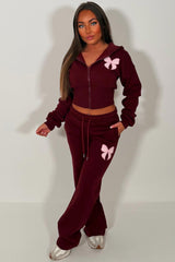 womens joggers and crop corset hoodie everyday tracksuit set with contrast bow embroidery styledup fashion uk