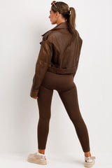 womens faux leather jacket with belt zara