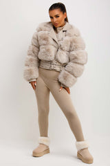 crop aviator jacket faux fur faux leather