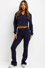 cropped zip bell bottom tracksuit oatmeal styledup fashion