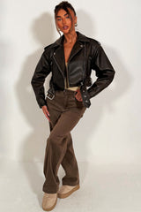 womens zara faux leather jacket with lapel collars