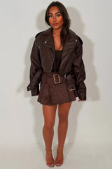 womens zara faux leather jacket with belt