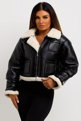womens zara crop aviator jacket sale uk