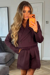 womens double breasted blazer and shorts two piece matching co ord Christmas party outfit styledup uk