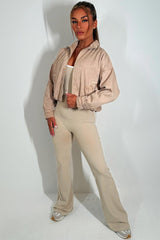 womens crop bomber jacket zara