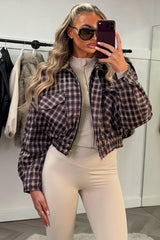 womens brown checked jacket uk styledup 