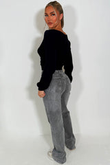 womens twist front long sleeve knitted jumper crop knitted top styledup