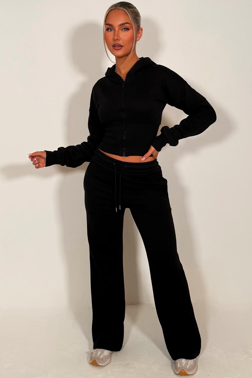 womens zara tracksuit set with cinched waist couture club