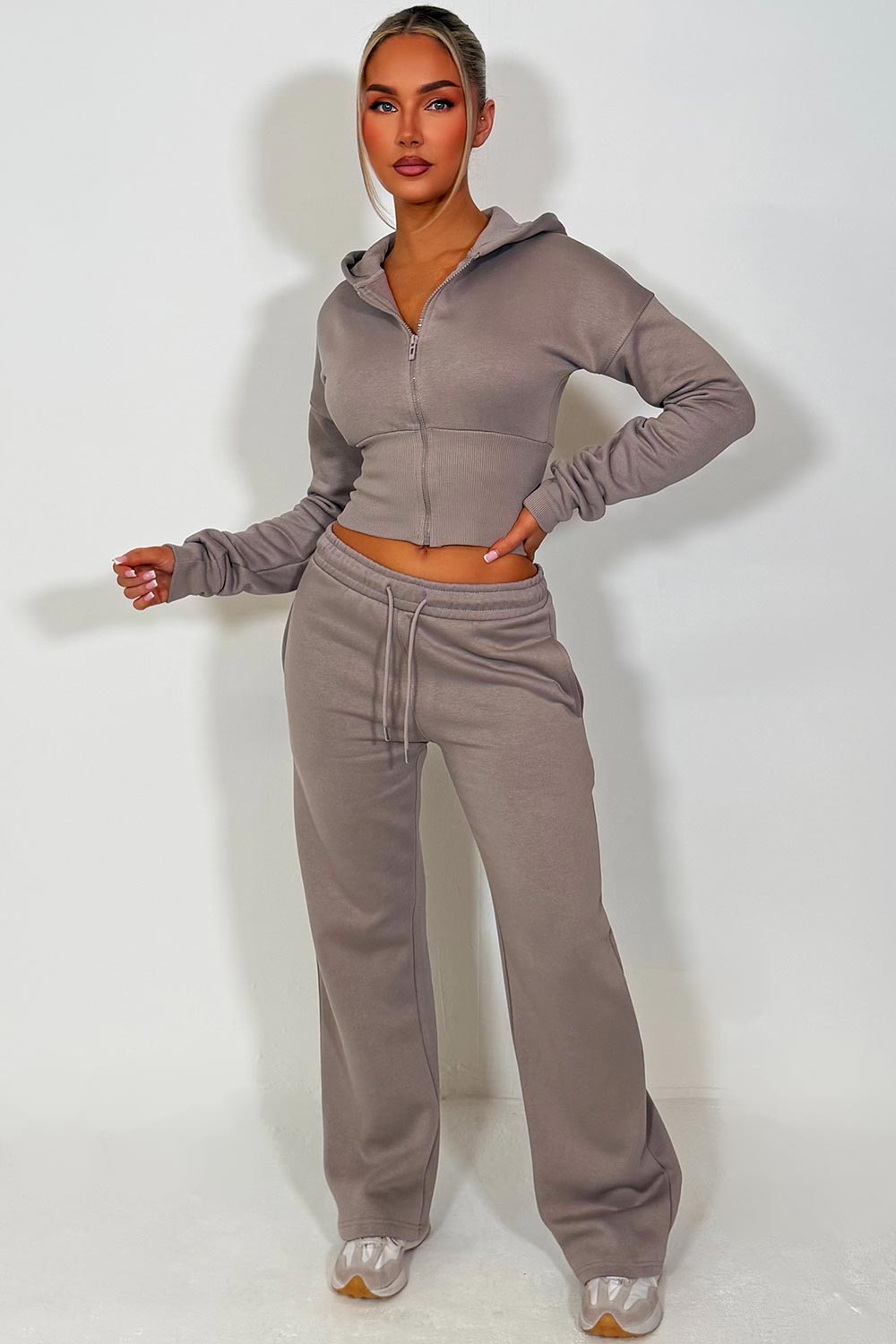 womens zara tracksuit set with cinched waist couture club