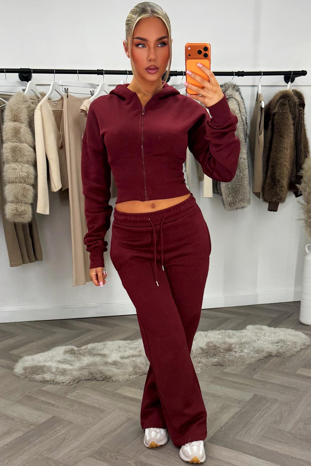 womens crop corset hoodie and joggers casual loungewear co ord set airport outfit cinched waist styledup