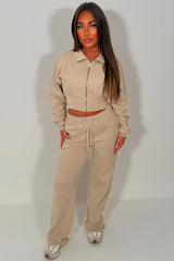 crop zip up sweatshirt and wide leg joggers tracksuit co ord styledup uk