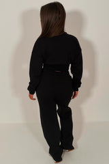 womens wide leg joggers and crop zip up sweatshirt tracksuit co ord holiday summer airport outfit uk styledup loungewear