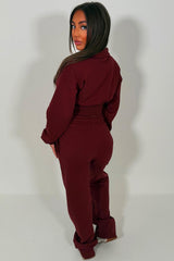 womens crop sweatshirt and wide leg joggers two piece co ord lounge set airport holiday outfit styledup uk
