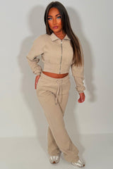 womens wide leg joggers and crop sweatshirt tracksuit airport outfit styledup