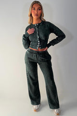 womens crop compress waist button up sweatshirt and wide leg jogger two piece tracksuit acid wash set loungewear co ord 