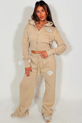 womens crop corset hoodie and joggers tracksuit set airport outfit styledup
