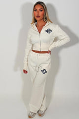 womens crop corset hoodie and joggers tracksuit set airport outfit styledup