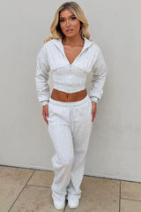 womens zara crop corset hoodie and joggers tracksuit set airport outfit styledup