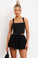 corset crop top black