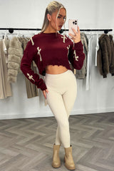 crop knitted jumper with crosses womens knitwear