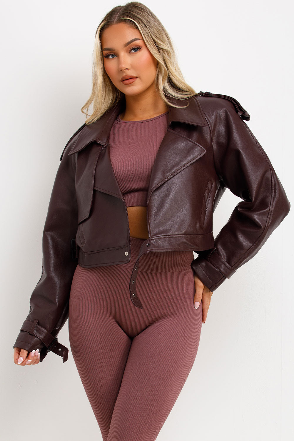 womens burgundy zara faux leather jacket uk sale 