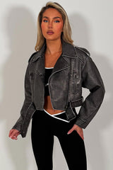 womens faux leather charcoal jacket zara uk sale