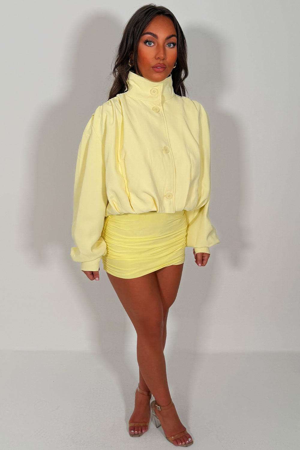 zara womens yellow bomber jacket styledup uk