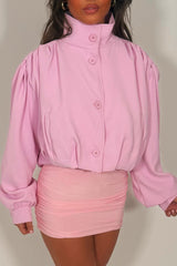 zara womens funnel neck pink bomber jacket styledup uk