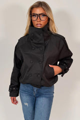 black cropped trench jacket for womens styledup uk