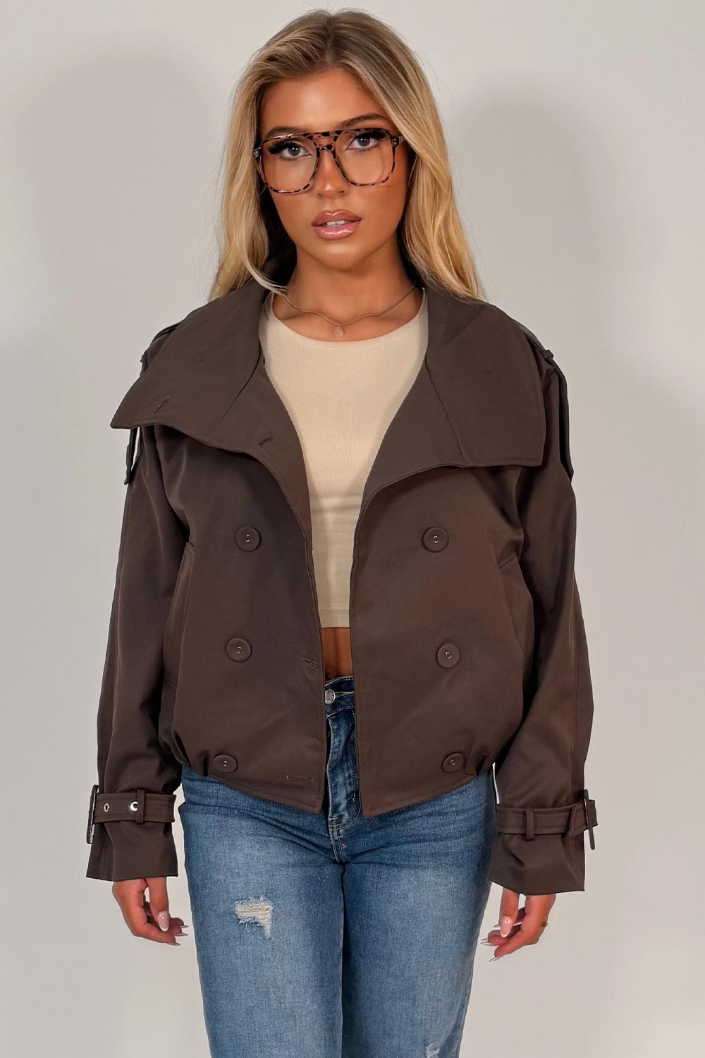 womens crop trench coat styledup uk