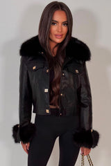 womens winter jacket with fur collar and fur cuff uk
