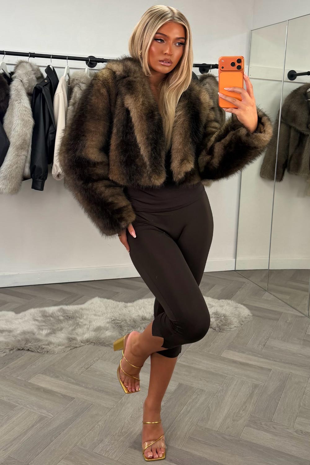 womens faux fur cropped jacket styledup uk