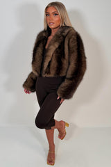 faux fur brown colour way cropped jacket for winter zara uk styledup