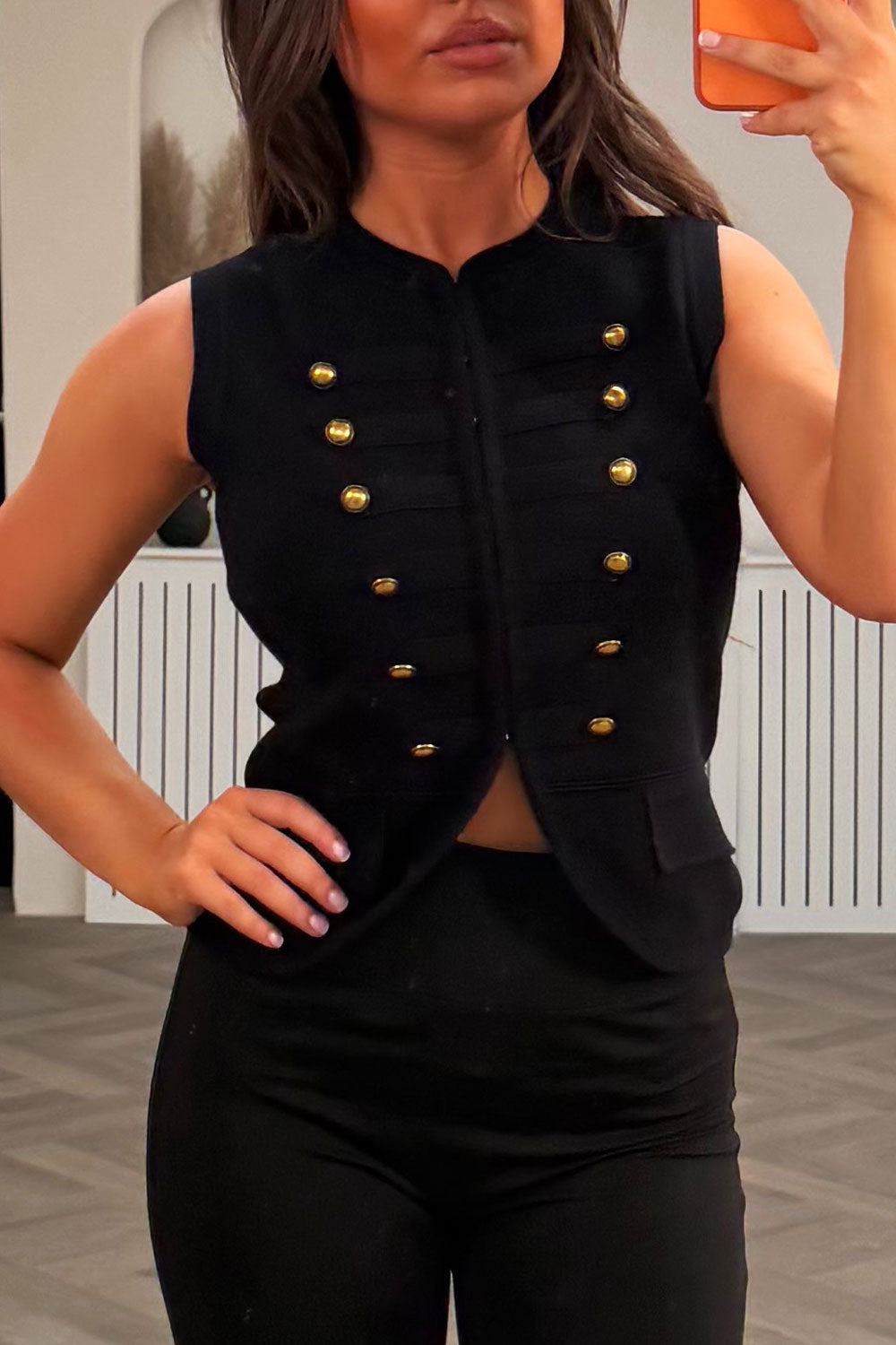 frog fastening gold button waistcoat top styledup uk