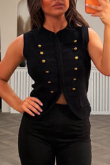 frog fastening gold button waistcoat top styledup uk