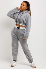 womens crop hooded tracksuit co ord