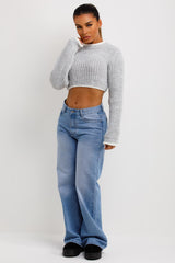 womens cropped jumper with long sleeves
