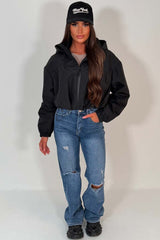 black padded jacket with hood styledup uk