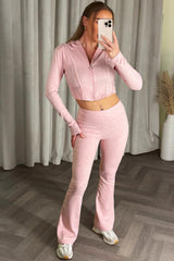 zara womens crop hoodie and flare joggers co ord set styledup