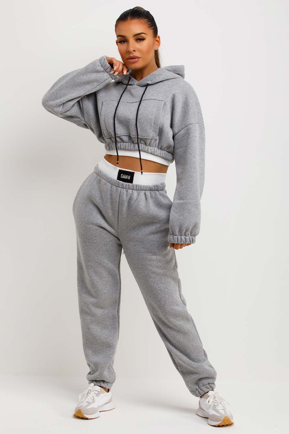 crop hoodie and joggers co ord set
