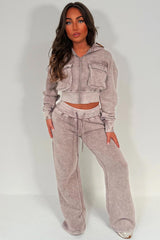 womens crop hoodie with pockets and joggers casual loungewear co ord set airport outfit styledup uk
