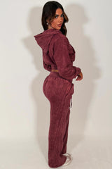 womens crop zip up hoodie and wide leg joggers tracksuit loungewear co ord styledup 