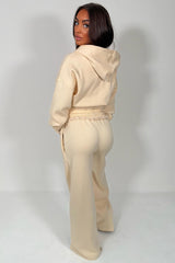 womens tracksuit distressed hem crop hoodie and wide leg trousers two piece co ord set styledup uk