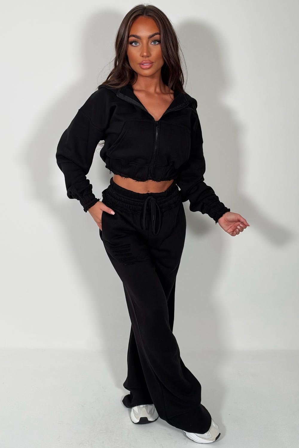 womens zara tracksuit set wide legs