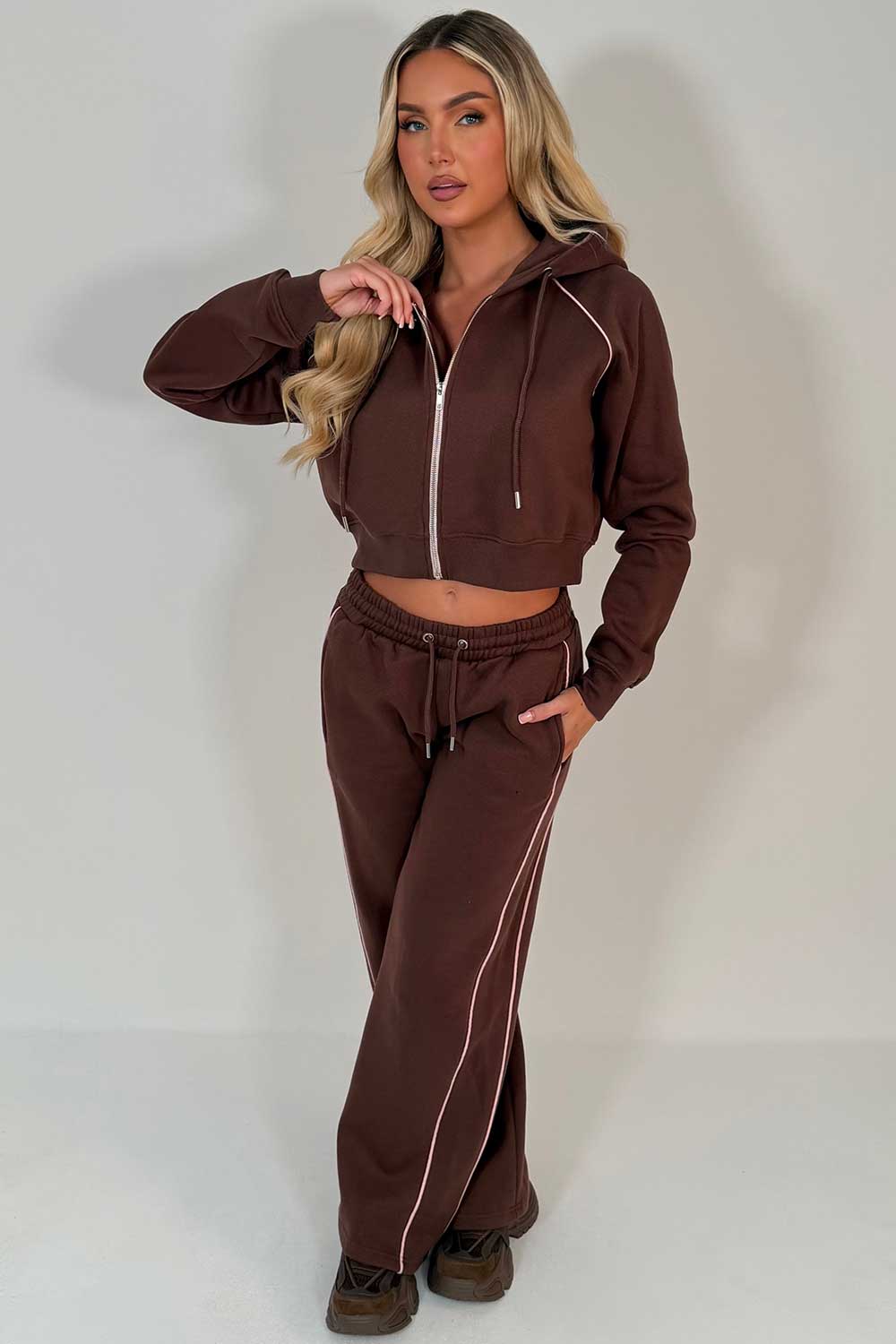 womens zara brown tracksuit set uk