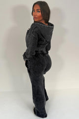 womens wide leg joggers and crop zip up hoodie tracksuit airport outfit lounge set styledup uk sale white fox 