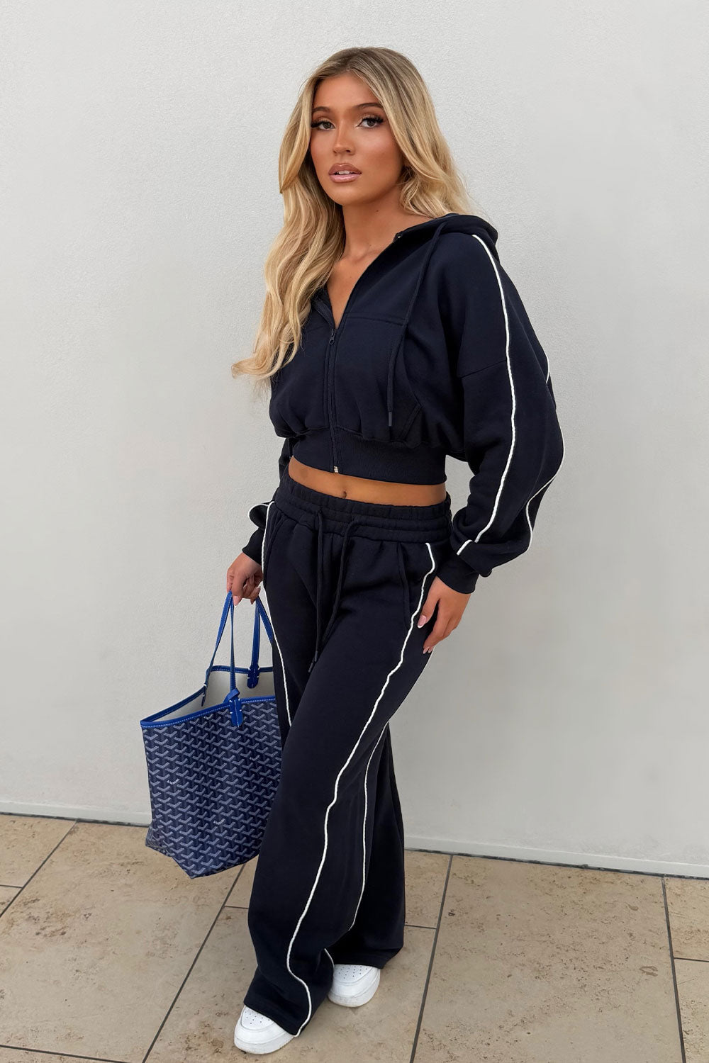 womens crop hoodie and joggers casual loungewear co ord set airport outfit styledup